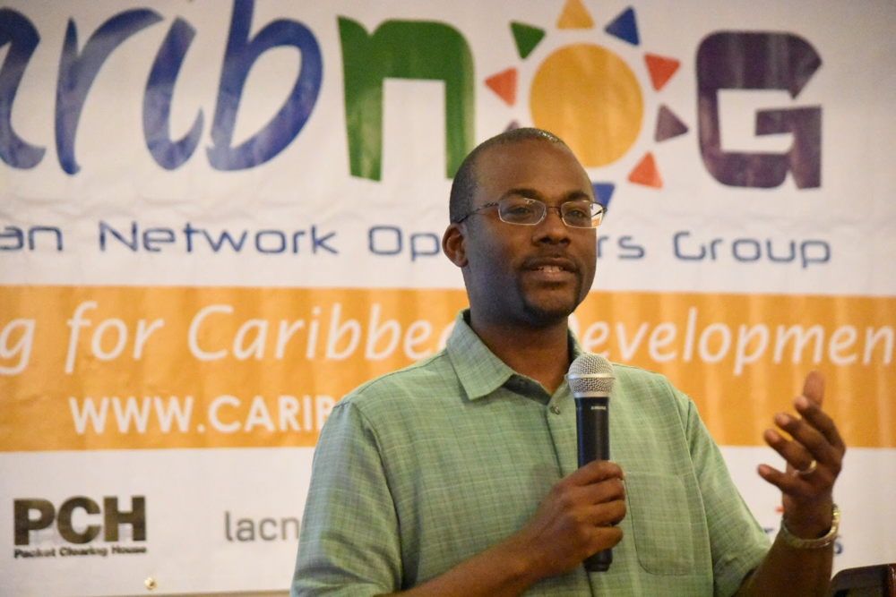 CaribNOG Executive Director Bevil Wooding Spaking at CaribNOG Meeting