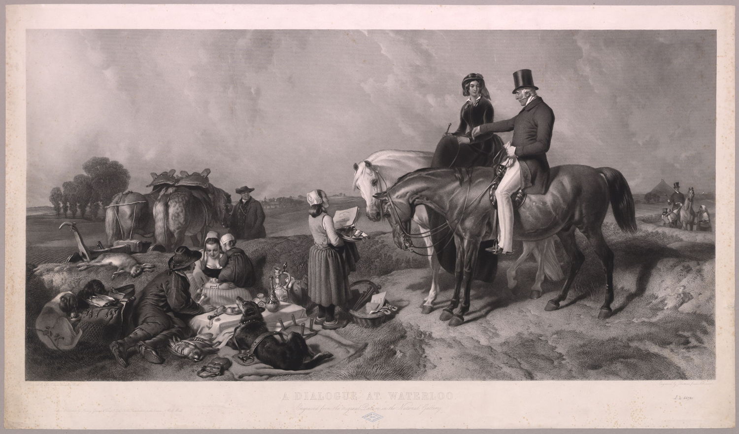 A dialogue at Waterloo, gegraveerd door Thomas-Lewis Atkinson, naar het originele schilderij van Sir Edwin Henry Landseer
© Koninklijke Bibliotheek van België