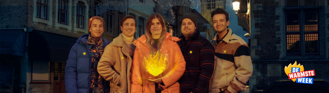Eva, Sander, Sam en Robin presenteren De Warmste Week in Brugge 