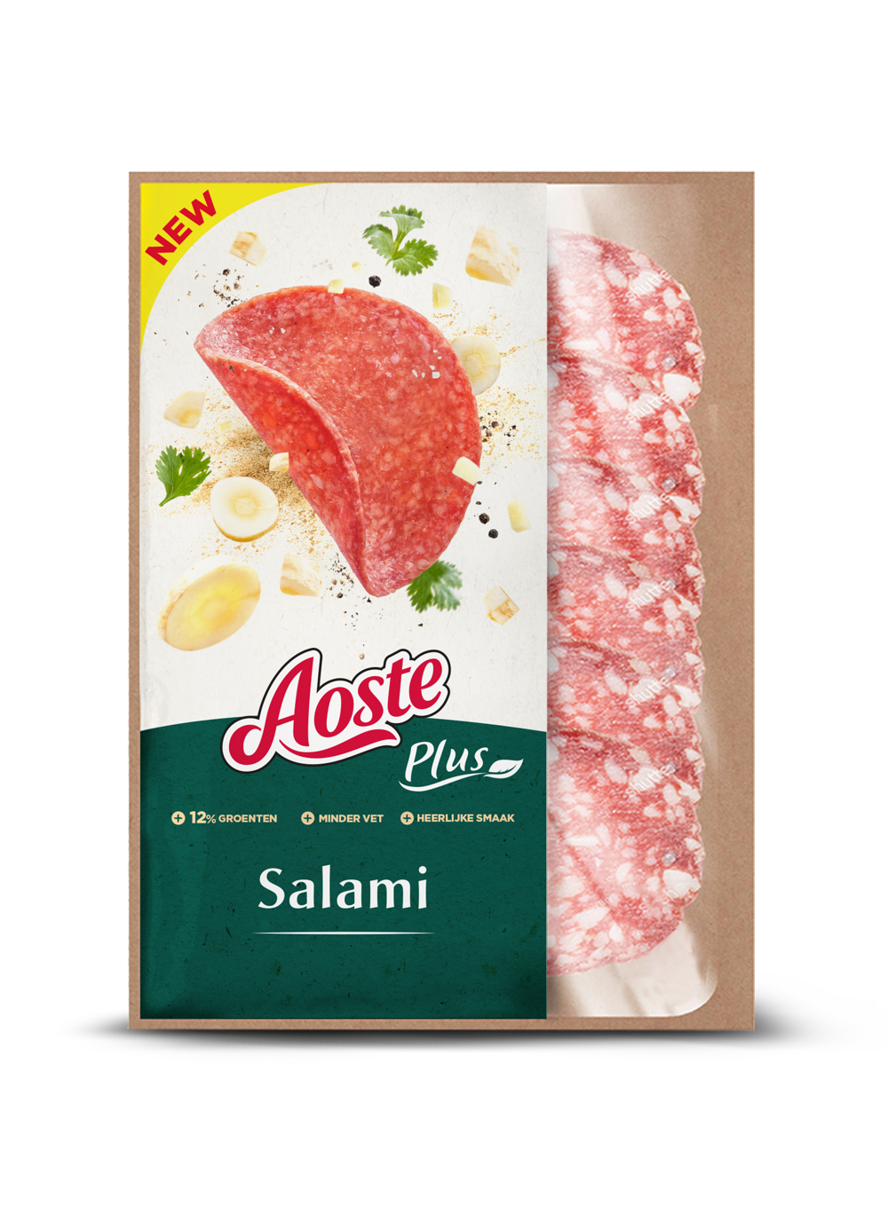 Aoste Plus Salami voor op de boterham: €2.79 voor 90gr