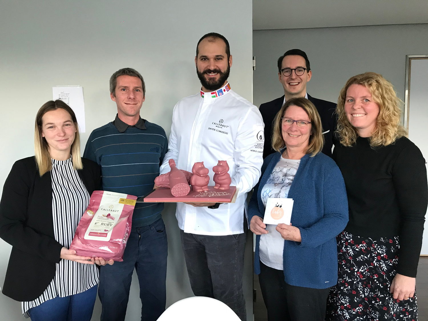 The Callebaut family together with the Callebaut chef and Brand Manager