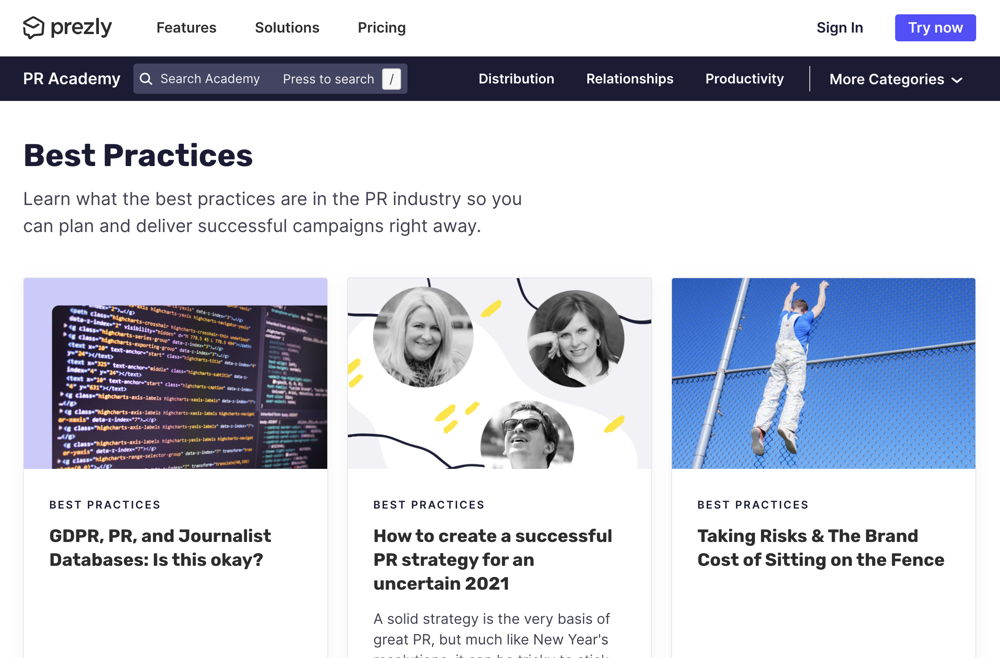 You can integrate your Prezly Newsroom with your website to power a particular area, such as our PR Academy: https://www.prezly.com/academy/best-practices