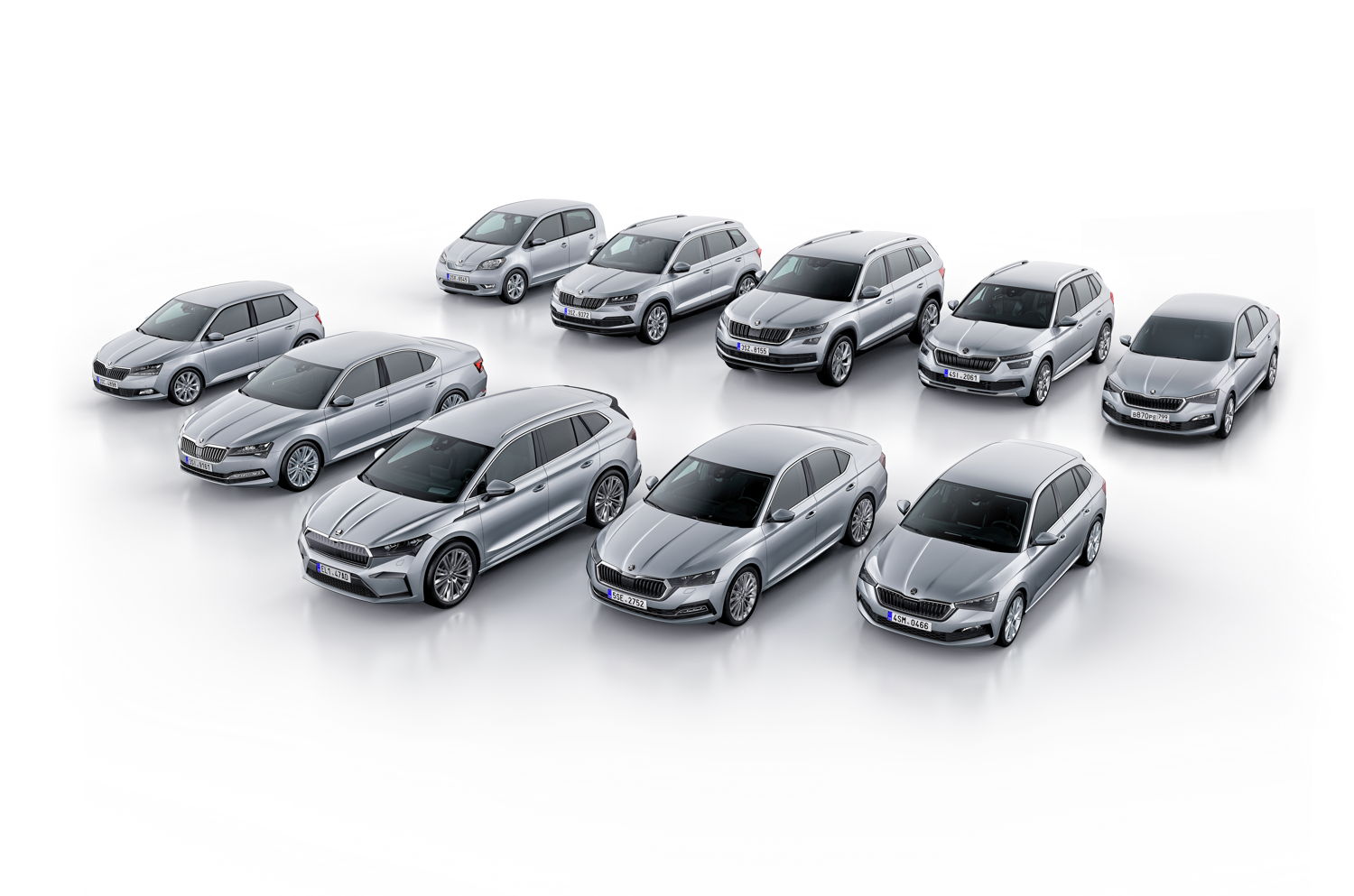 ŠKODA AUTO currently offers ten model series: The CITIGOe iV, FABIA, RAPID, SCALA, OCTAVIA, SUPERB, KAMIQ, KAROQ, KODIAQ and ENYAQ iV.