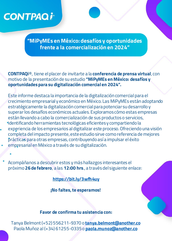 ¡ES HOY, ES HOY! - Conferencia virtual de presentación de estudio "MiPyMEs en México: desafíos y oportunidades frente a la comercialización en 2024"