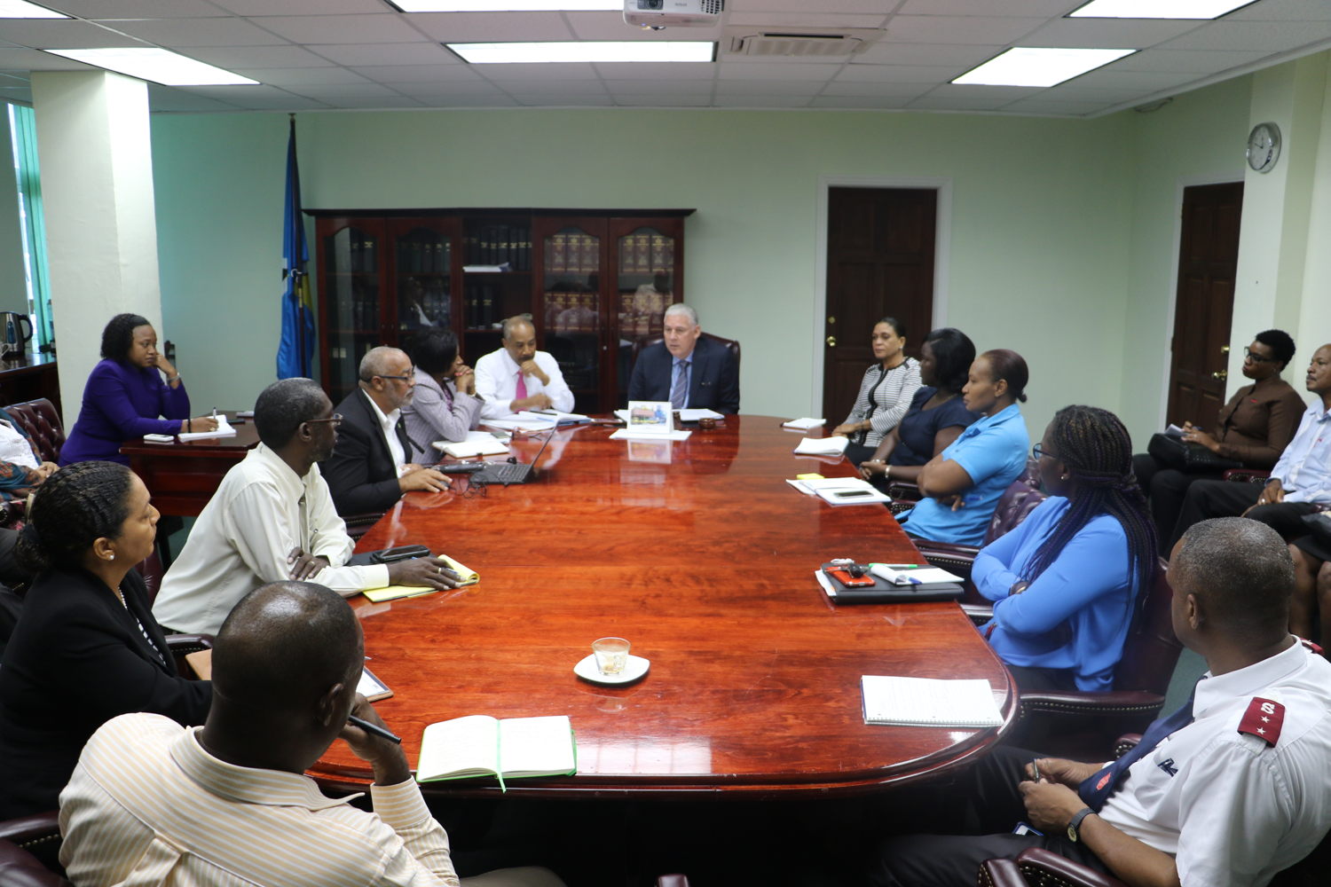 OECS Chairman and Prime Minister of Saint Lucia, Honourable Allen Chastanet, updates the meeting on most recent events.