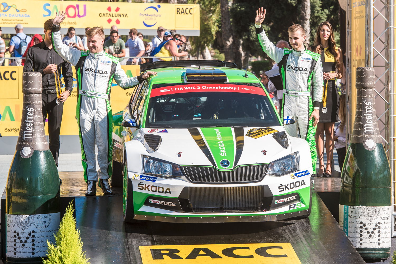 In WRC 2 Jan Kopecký/Pavel Dresler (ŠKODA FABIA R5) won 14 stages and finished second in the WRC 2 category at RallyRACC Catalunya – Rally de España