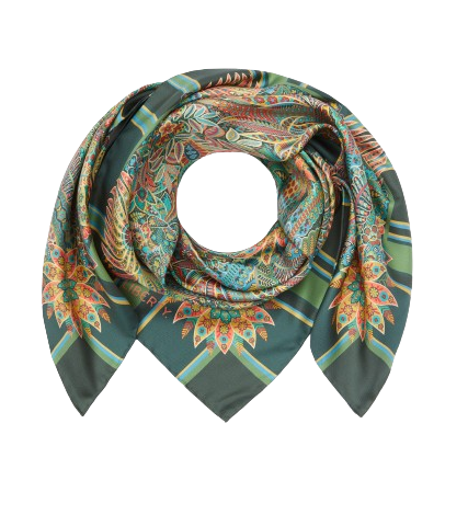 Adelphi Voyage 100x100cm Silk Scarf - Green by Liberty, £255 | www.libertylondon.com 