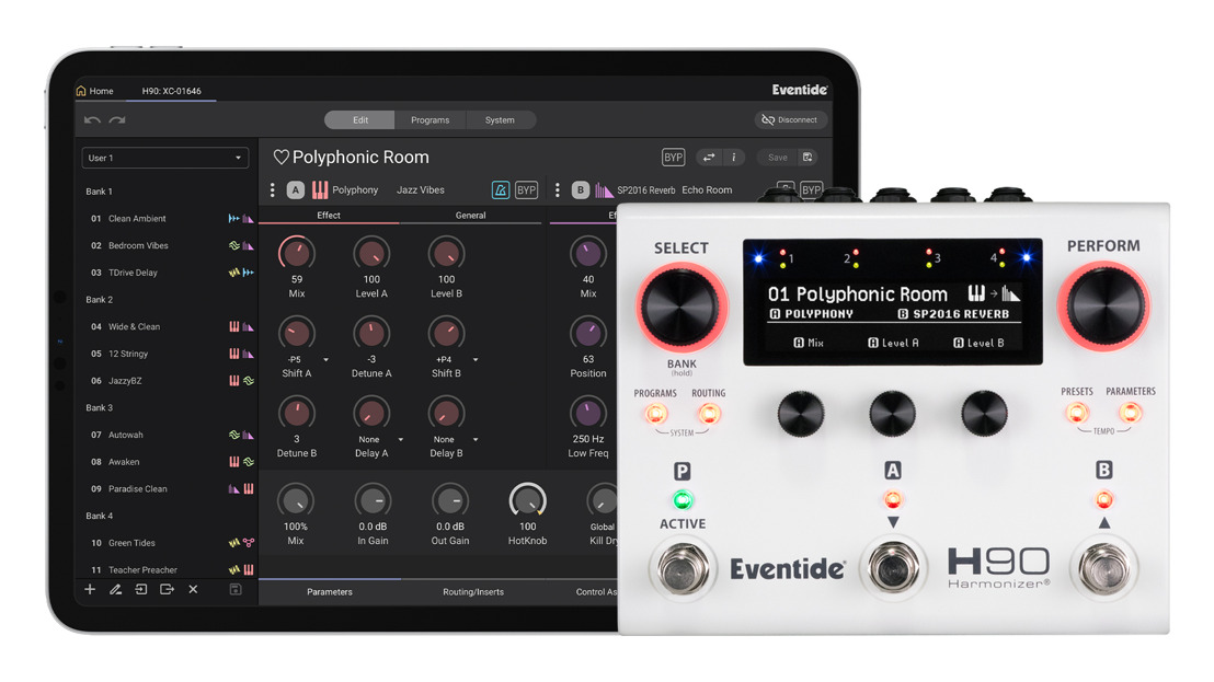 H90 Control Bluetooth app for iPad for Eventide H90 Harmonizer® pedal unveiled
