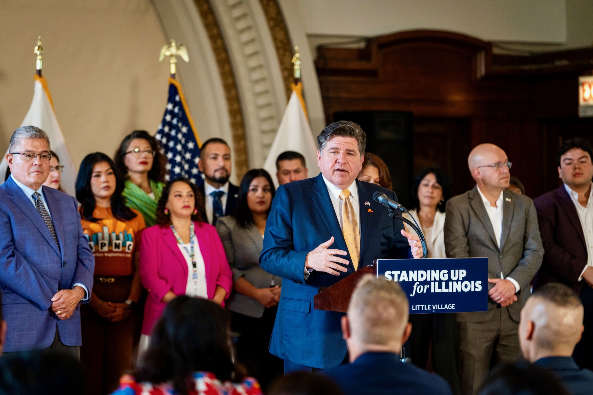 Governor Pritzker reflects on how Illinoisans continue to support each other in his remarks at the Little Village press conference. Governor Pritzker reflects on how Illinoisans continue to support each other in his remarks at the Little Village press conference.