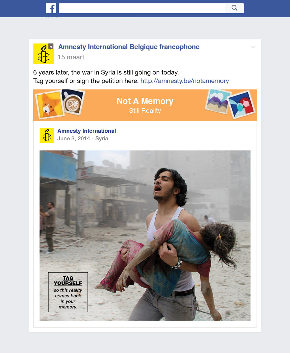 Amnesty International en Air maken van Facebook Memories, Facebook Realities.