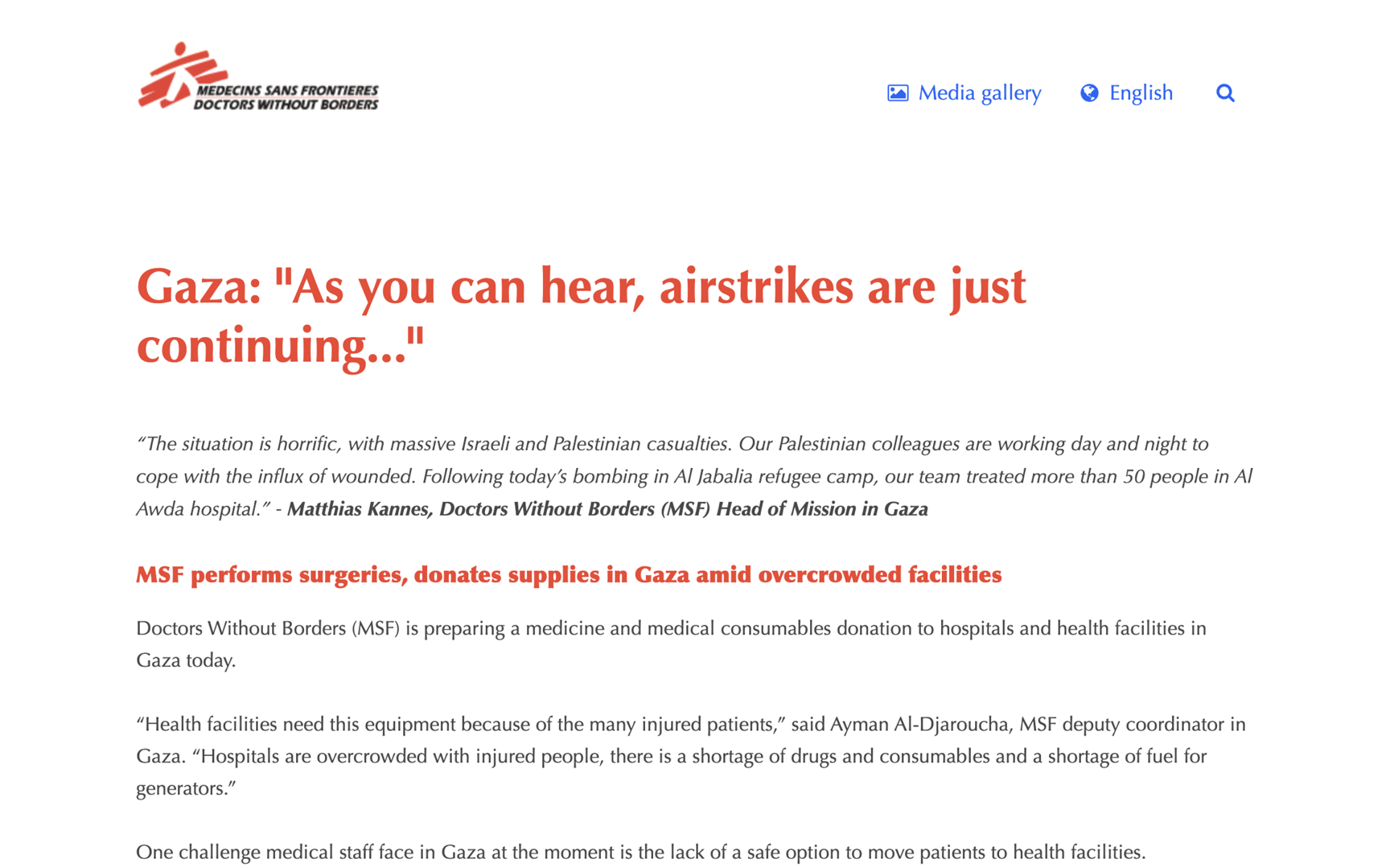 Gaza: "As you can hear, airstrikes are just continuing..."