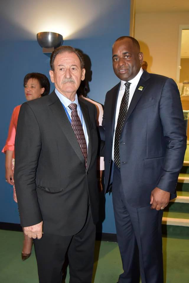 Prime Minister of the Commonwealth of Dominica the Hon. Roosevelt Skerrit meets fellow dignitaries at UNGA