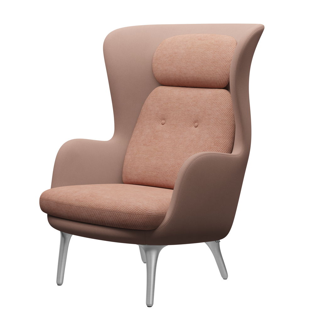 Fritz Hansen_Fauteuil Ro™_price TTC started from: €2.711_  JH1DS_Jaime Hayon_Pale Rose_shell steelcut 605_cushions Nabis 011_Brushed aluminium