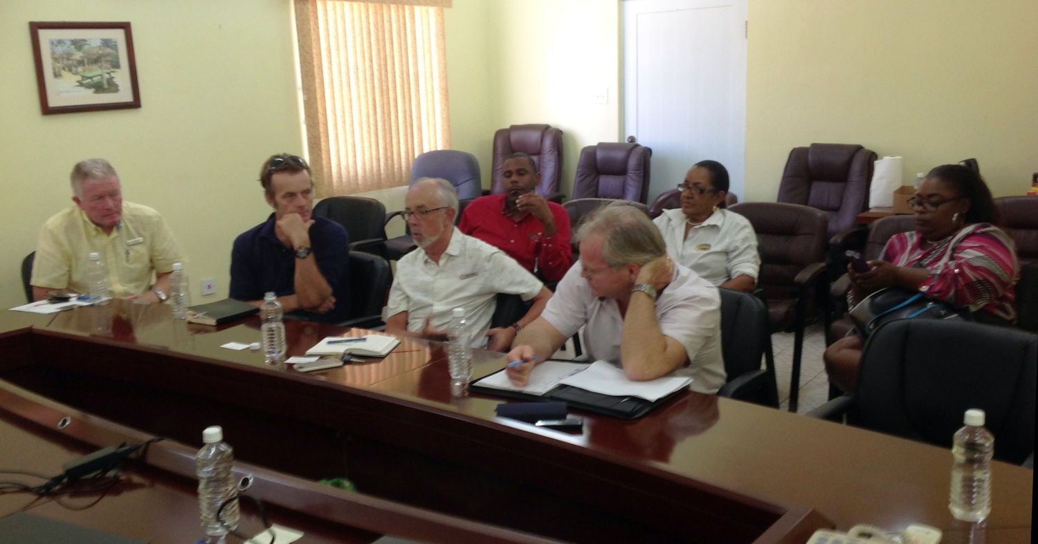 Meeting with hoteliers in Nevis.