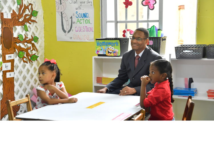 Mr. Clinton White USAID Representative to the Eastern and Southern Caribbean - engaging with students.