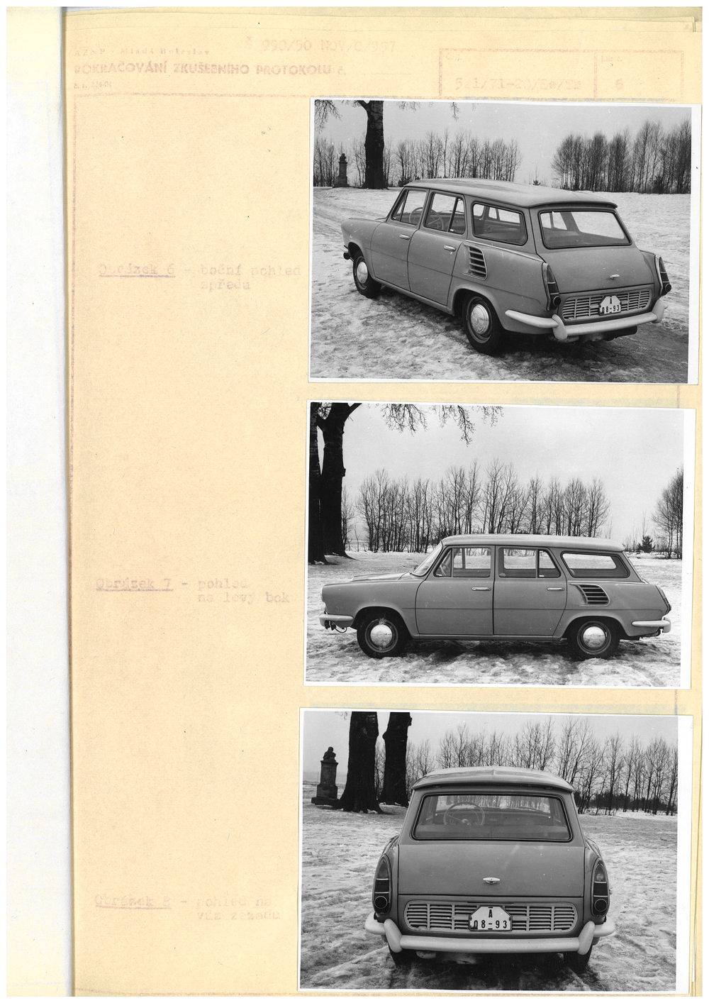 Starting at the end of May 1963, three-week tests were
carried out, but ultimately the team opted for the coupé
1000/1100 MBX without upper B-pillars. Production of
the OCTAVIA COMBI continued until 1971.