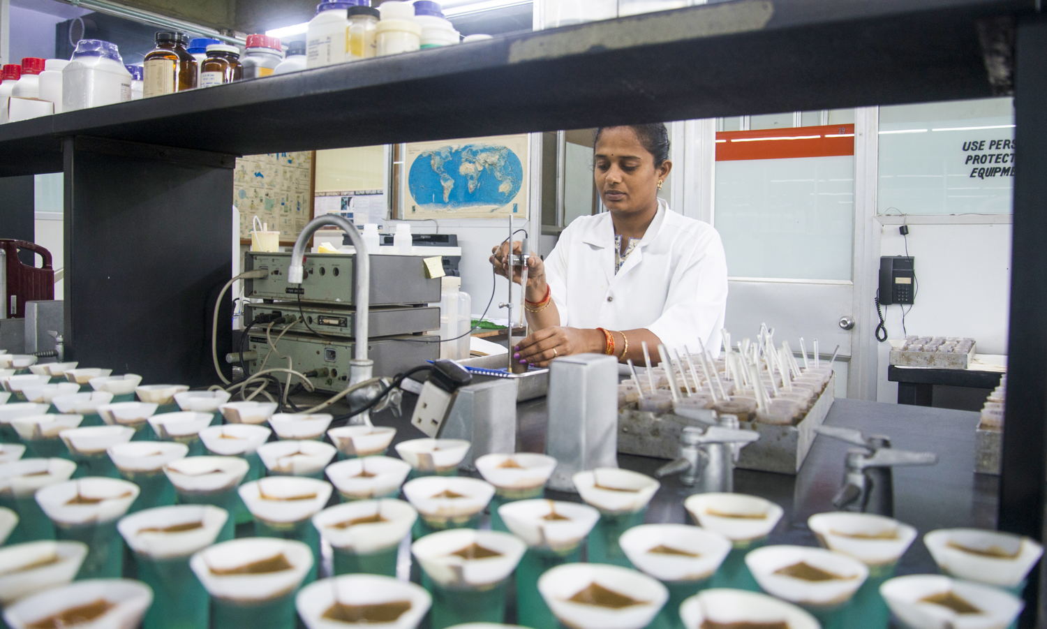 Soil testing lab at ICRISAT headquarters.
