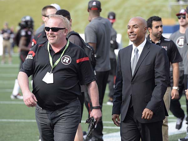 Jeff Hunt, Owner, President, Sports Operations and Jeffrey L. Orridge at TD Place. (Photo: CP)