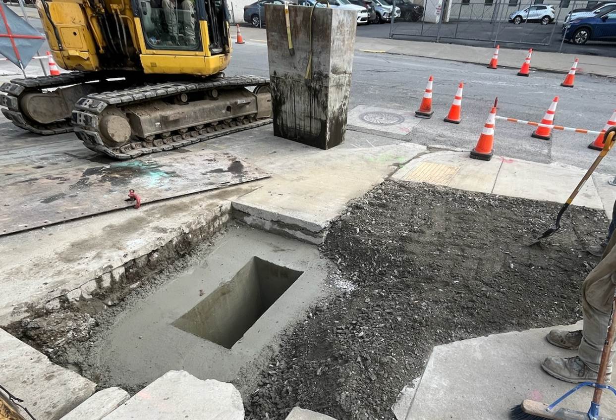New catch basin recently installed at Forbes Avenue and Magee Street New catch basin recently installed at Forbes Avenue and Magee Street