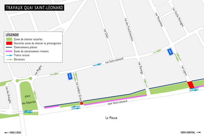Tram de Liège : Mise en voie sans issue temporaire de la rue Lambert Grisard et prolongation de la rue Laport