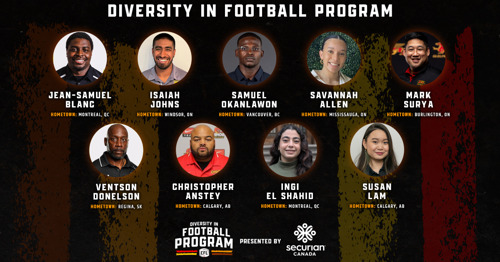 NINE PARTICIPANTS JOIN DIVERSITY IN FOOTBALL PROGRAM PRESENTED BY SECURIAN CANADA