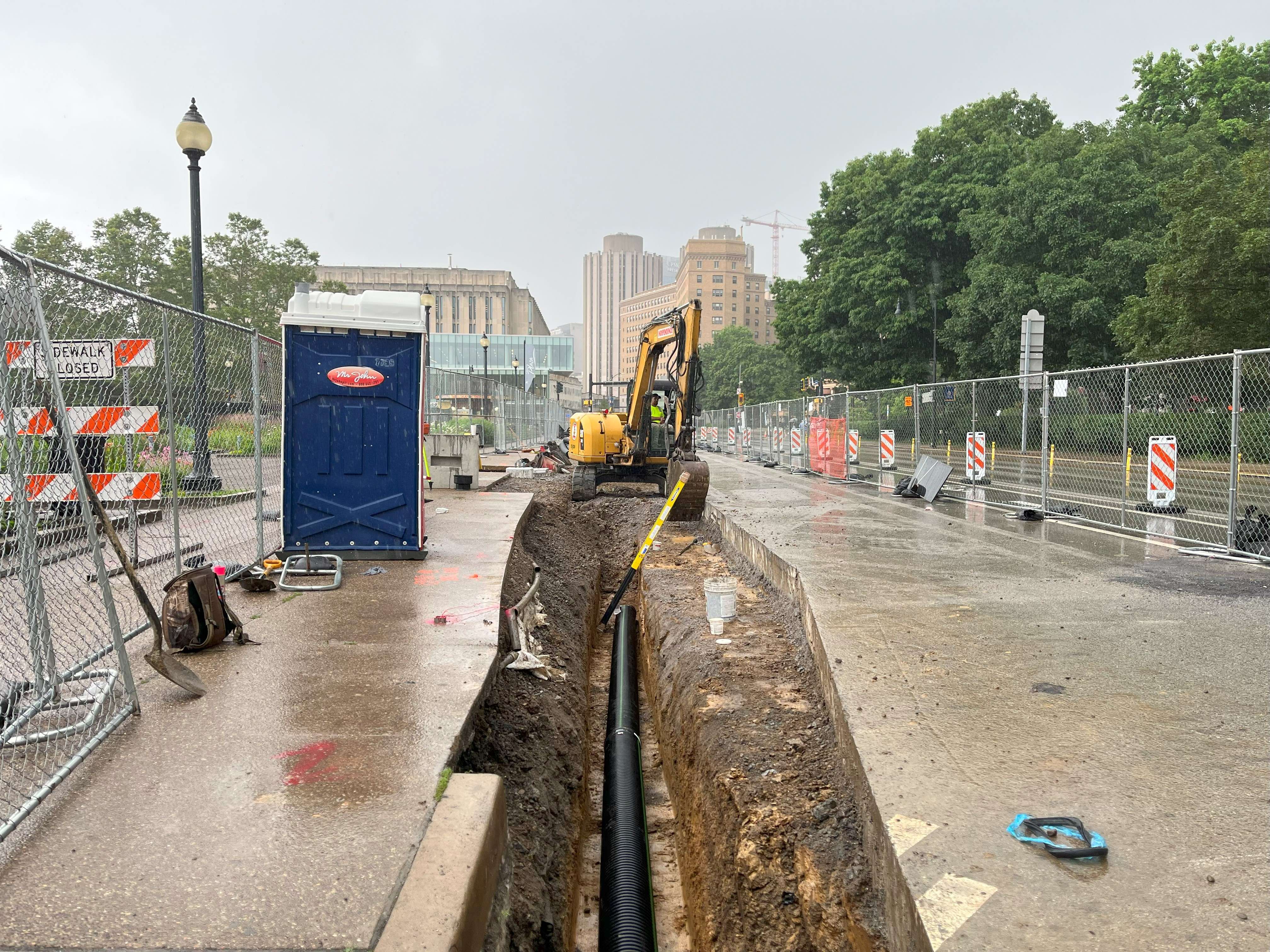 Drainage infrastructure recently placed at Schenley Drive Drainage infrastructure recently placed at Schenley Drive