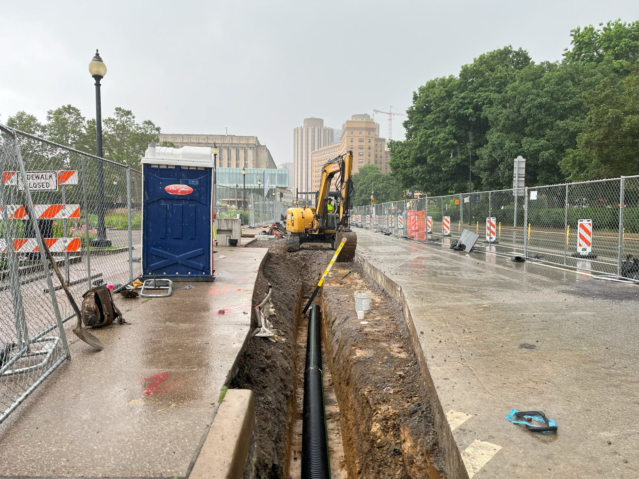Drainage infrastructure recently placed at Schenley Drive Drainage infrastructure recently placed at Schenley Drive