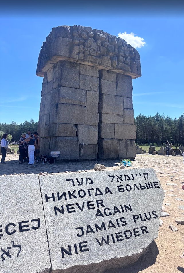 The Treblinka memorial is a memorial complex located at the site of the former German Nazi Treblinka extermination camp, dedicated to approximately 800,000 Jews from Poland and other European countries killed there between 1942 and 1943.