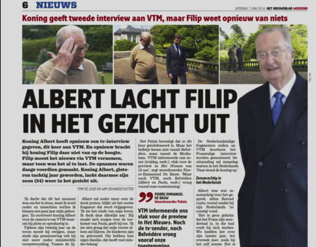 Ophefmakend interview Koning Albert bij RTL en VTM 