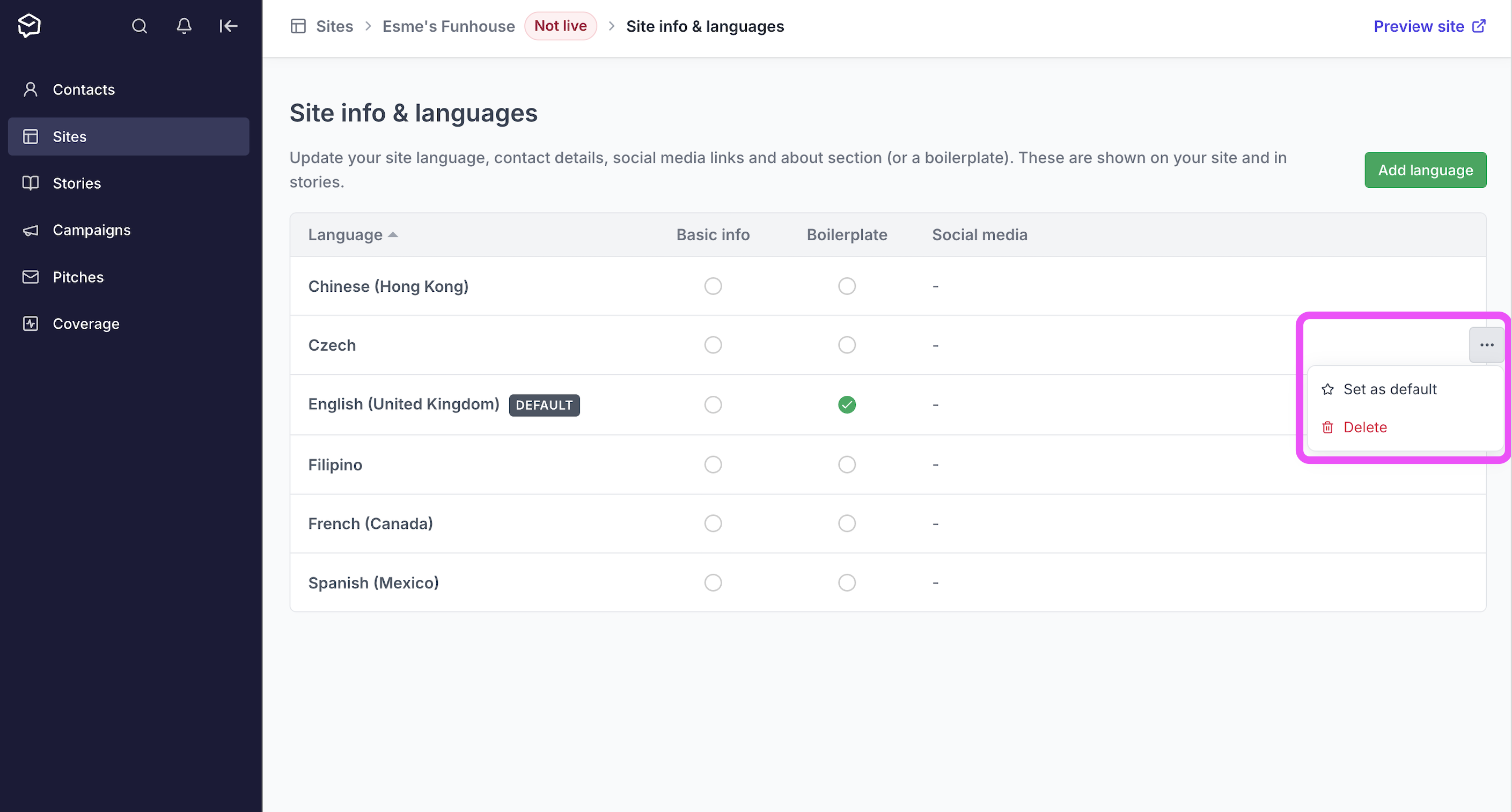 [browser]Hover over the language you want to set as default and use the ••• menu.