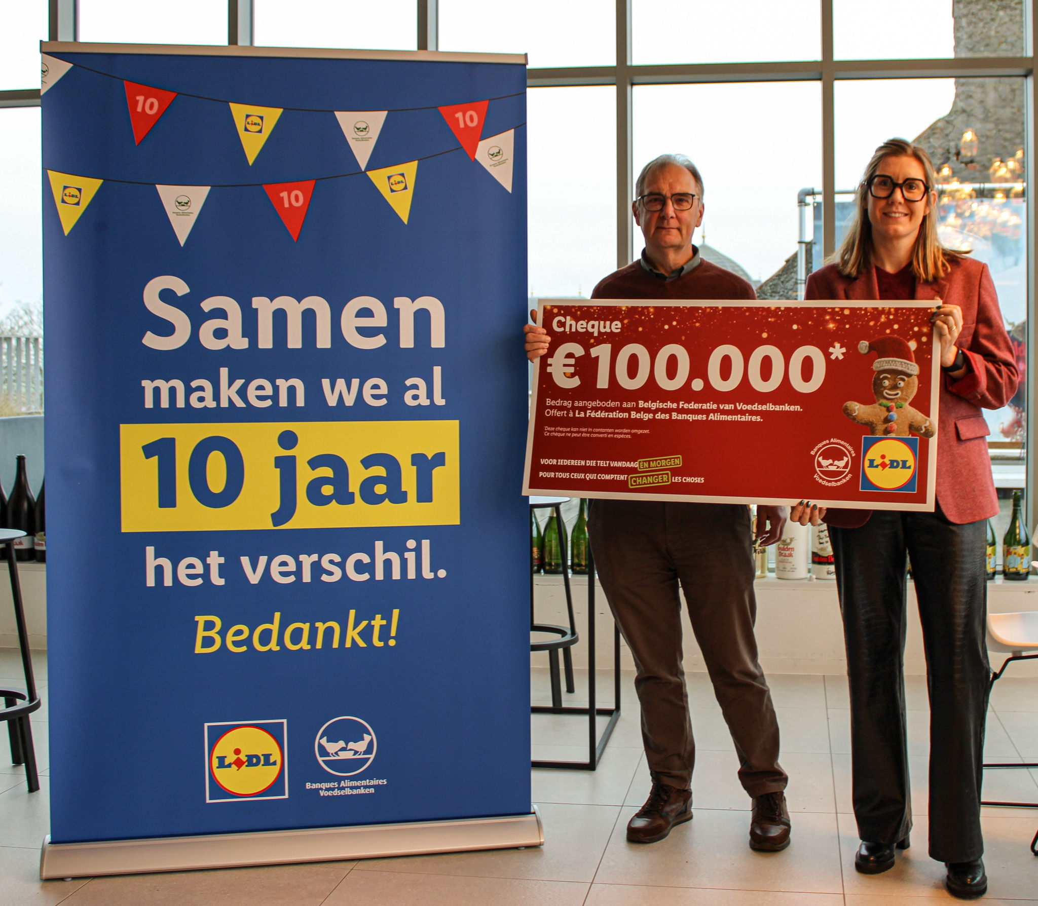 Lidl bekroont 10-jarige samenwerking met Belgische Federatie van Voedselbanken met een schenking van €100.000 