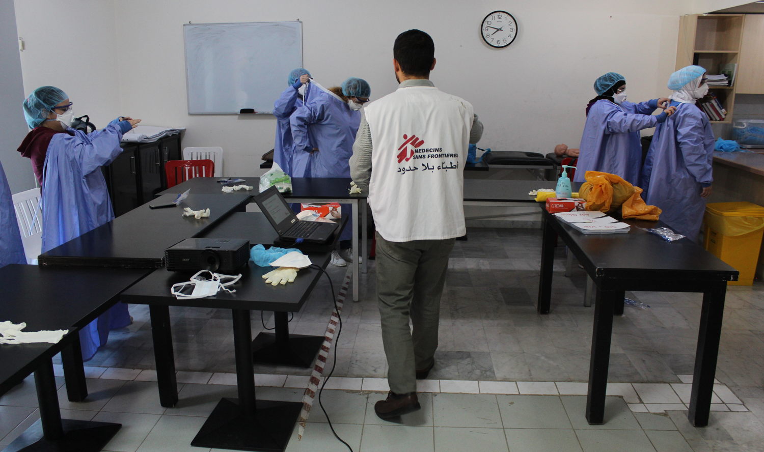 MSF teams in Lebanon train staff on infection prevention and control and biosafety.