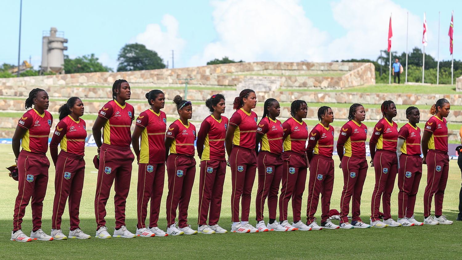 West Indies during national anthem