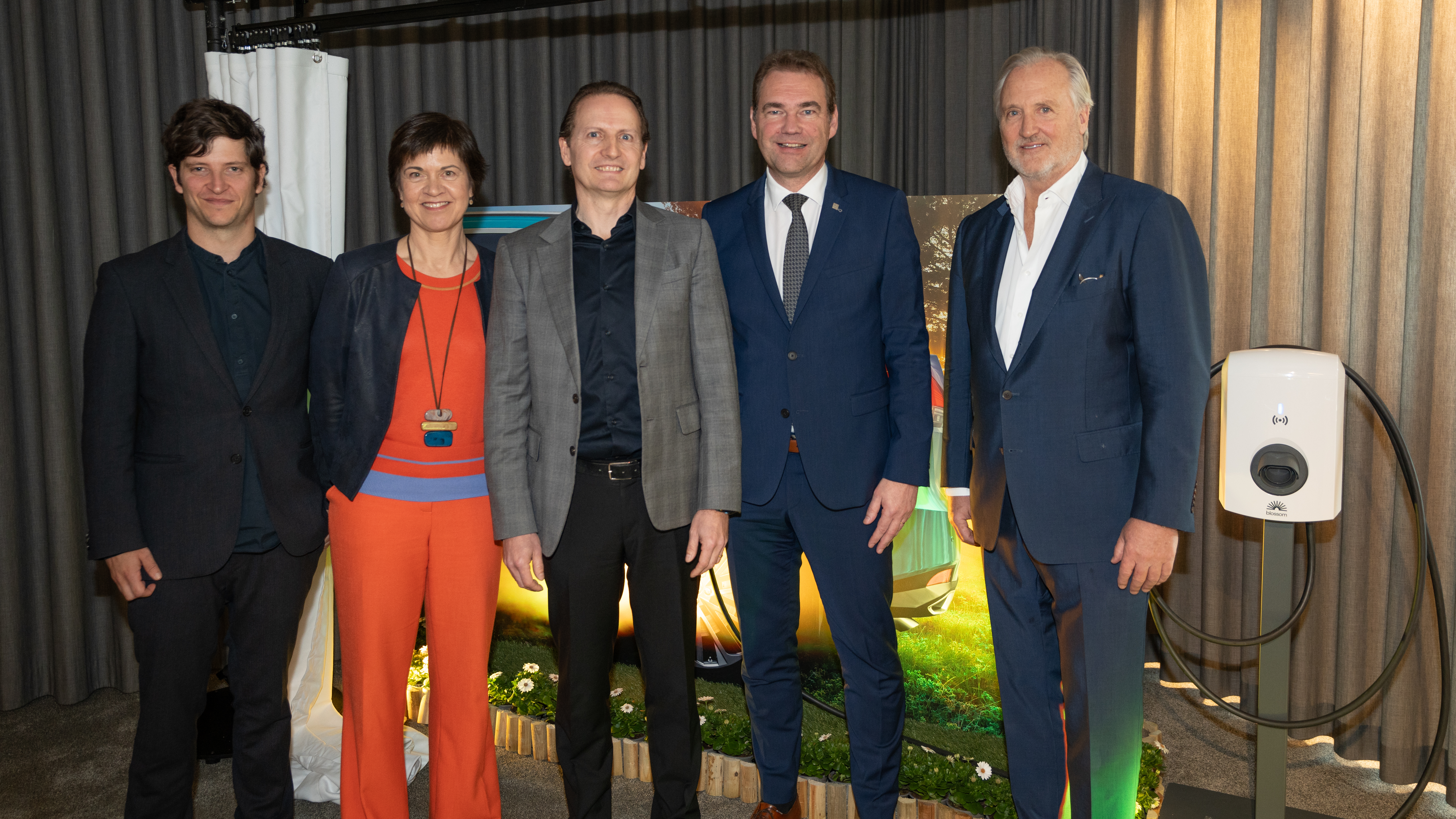 Mattias Vanderoost, Ann Caluwaerts, Dann Rogge, Laurent Loncke en John Porter