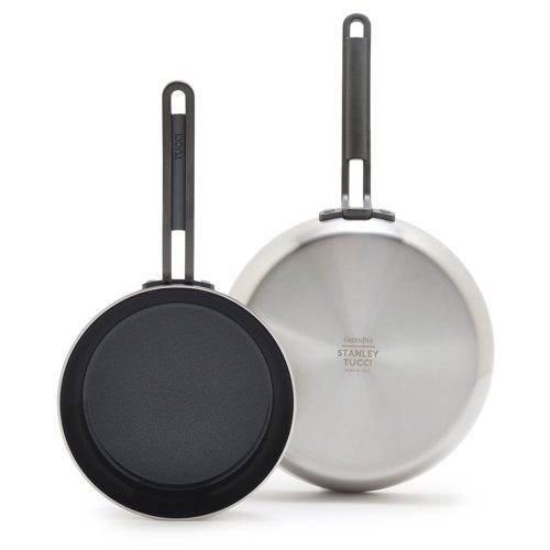 GreenPan™ Stanley Tucci™ Stainless Steel Ceramic Nonstick Frypans, Set of 2 - €234