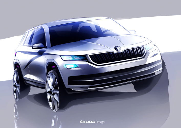 The ŠKODA KODIAQ, which celebrates its world premiere in September, makes a strong statement with an impressive combination of powerful design and generous space.