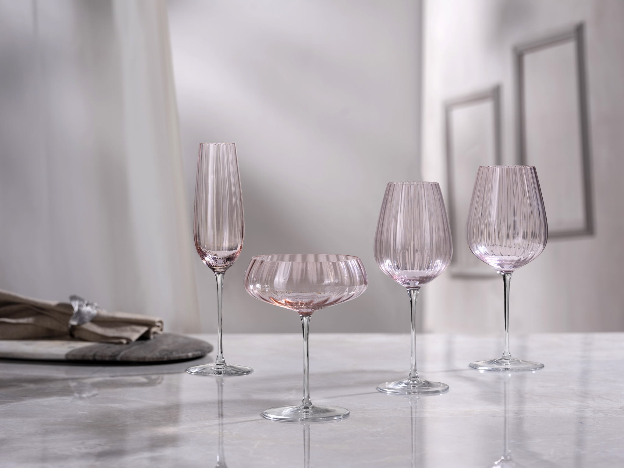 Round Up Sparkling Wine Glass, Dusty Rose, EU €60, US $102, INT $67
Round Up Coupe Glass, Dusty Rose, EU €60, US $102, INT $67
Round Up White Wine Glass, Dusty Rose, EU €60, US $102, INT $67
Round Up Red Wine Glass, Dusty Rose, EU €60, US $102, INT $67 Round Up Sparkling Wine Glass, Dusty Rose, EU €60, US $102, INT $67
Round Up Coupe Glass, Dusty Rose, EU €60, US $102, INT $67
Round Up White Wine Glass, Dusty Rose, EU €60, US $102, INT $67
Round Up Red Wine Glass, Dusty Rose, EU €60, US $102, INT $67