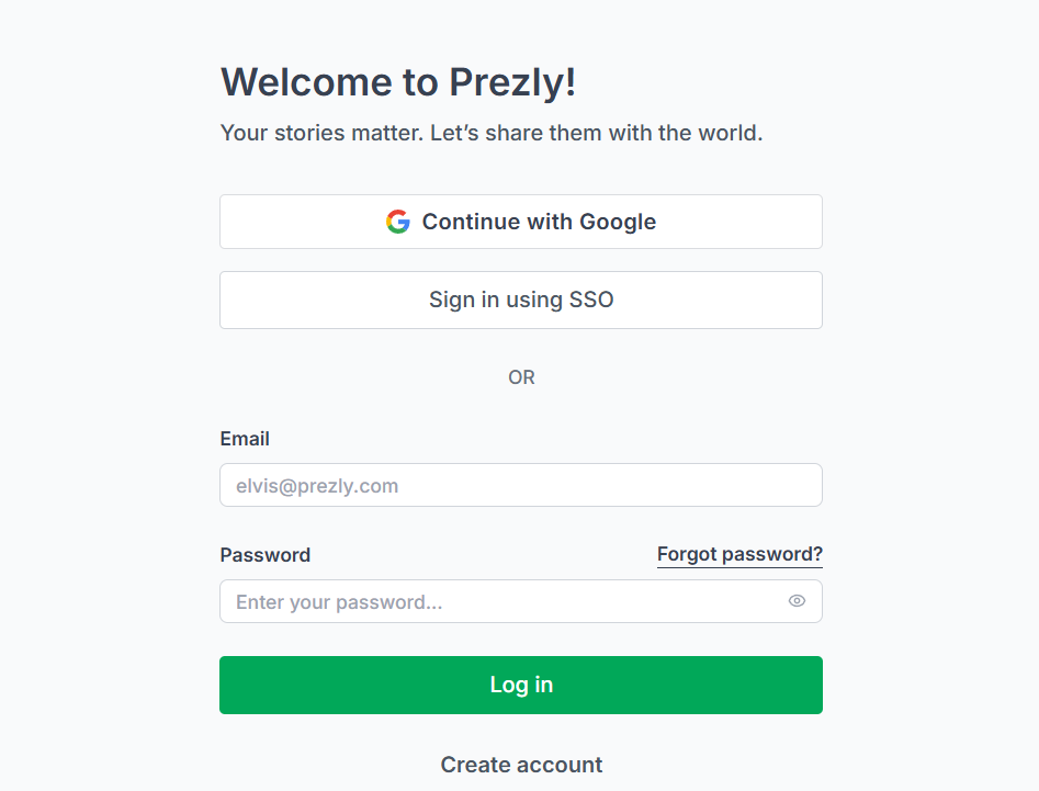 Sign-in methods in Prezly