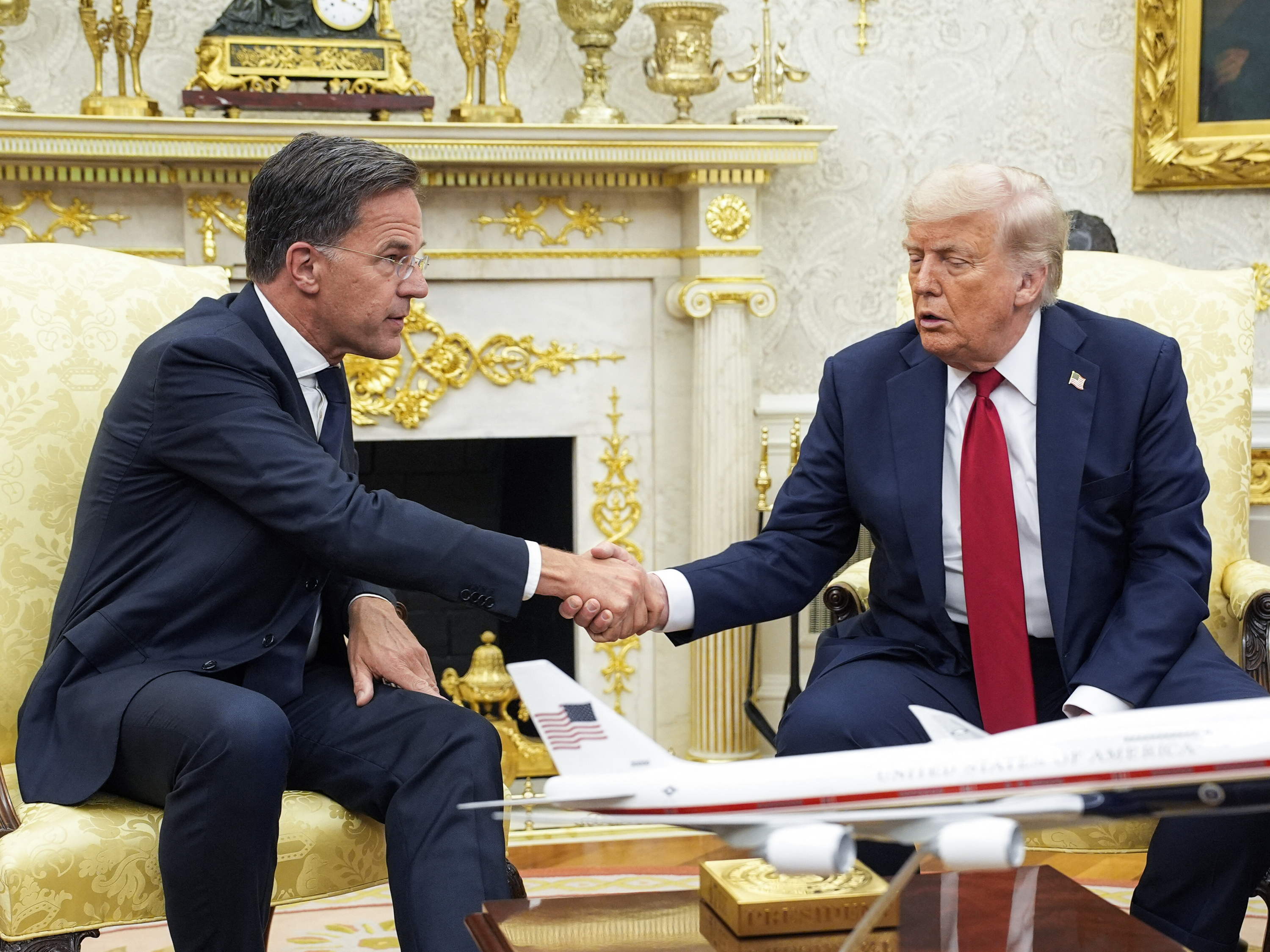 Trump threatens 100 per cent tariffs on Russia during press conference with NATO chief