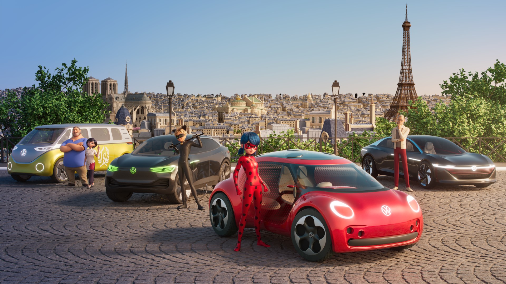 Los Superhéroes Milagrosos Ladybug y Cat Noir © 2023 – SND – TAP se unen  con Volkswagen Fully Electric.