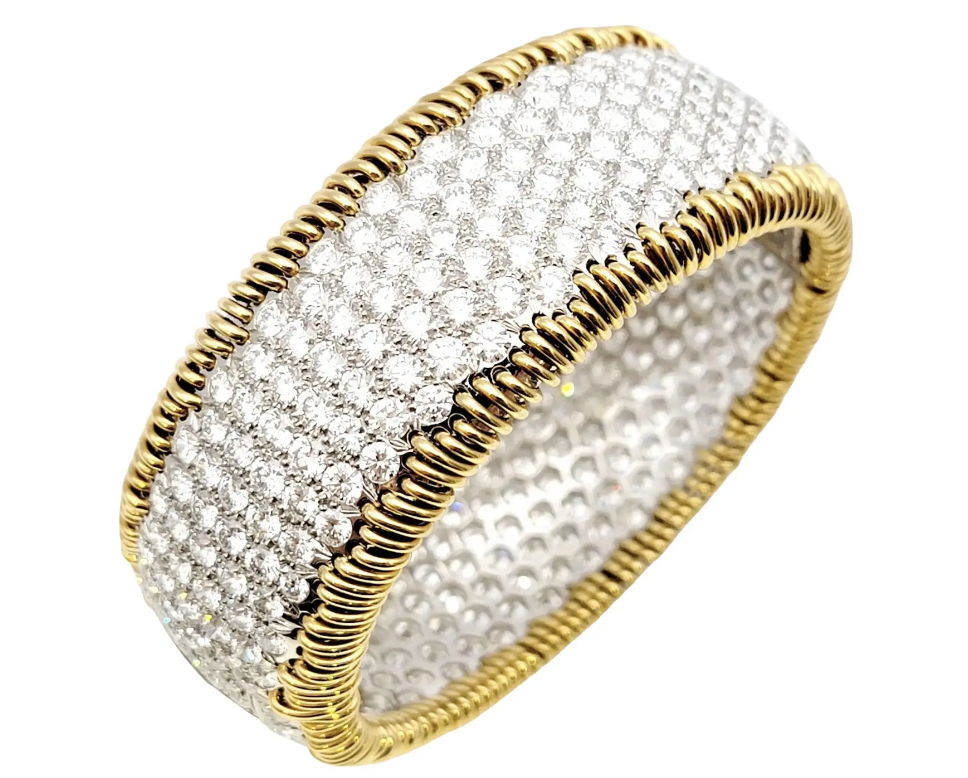 Tiffany & Co. Schlumberger 'Stitches' Diamond Bangle Bracelet 41.46 Carats Total, $125,000