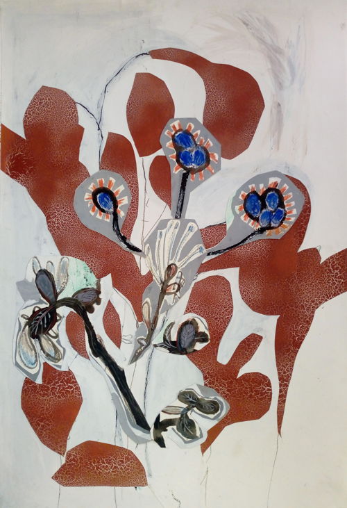 Fia Cielen, Floral Phenomenon II, 2021, Gouache, aquarell,oilpastel, spraypaint and pencil on paper42 x 60 cm 