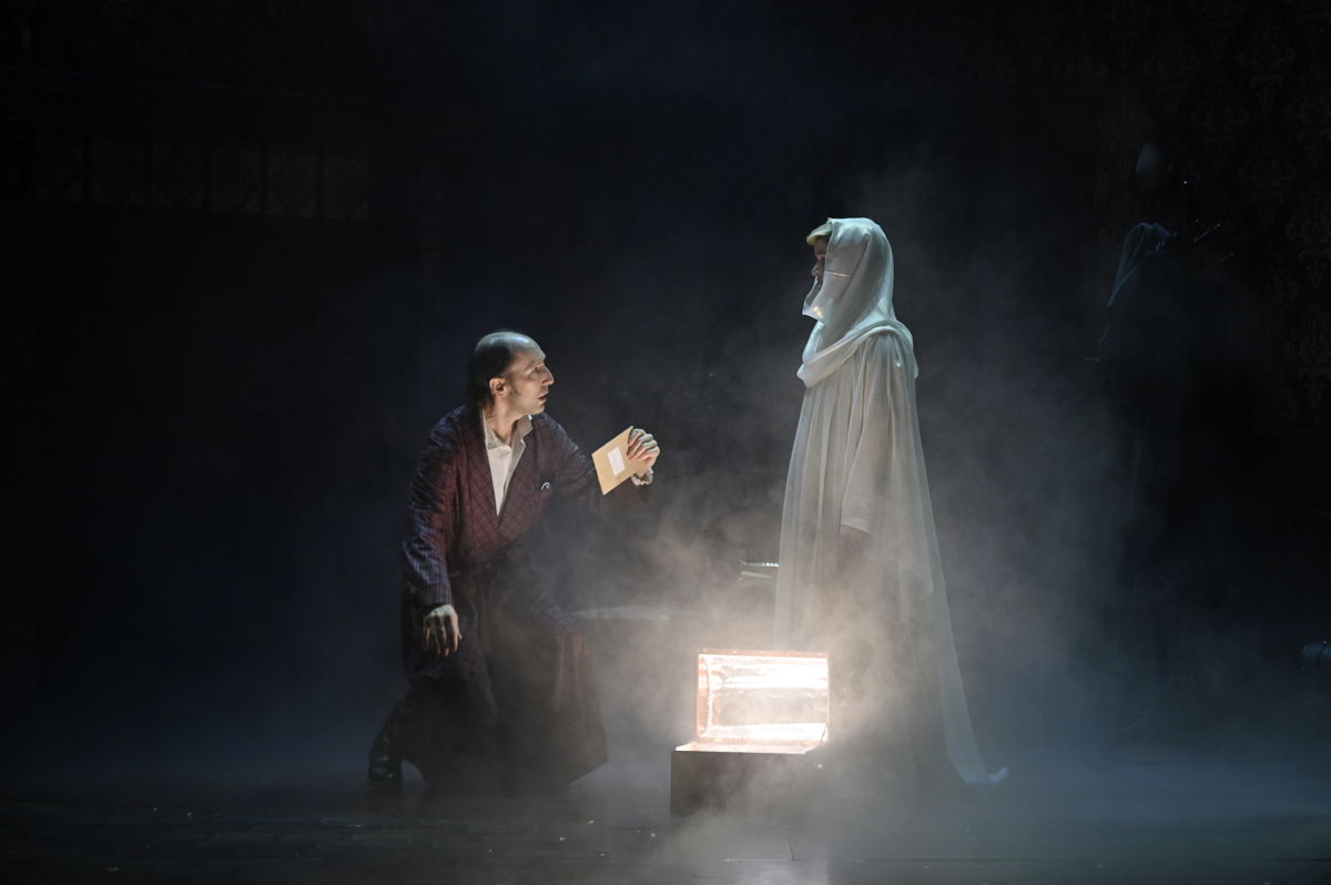 Andrew Benator and Rhyn McLemore in the Alliance Theatre’s new production of A CHRISTMAS CAROL.   Photo by Greg Mooney