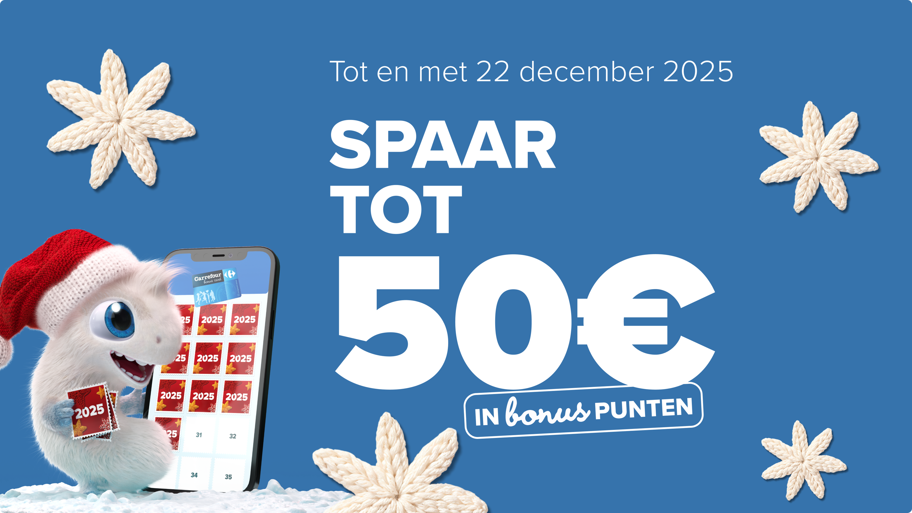 Eindejaarsspaaractie: tot €50 besparing op uw boodschappen voor de feestdagen 