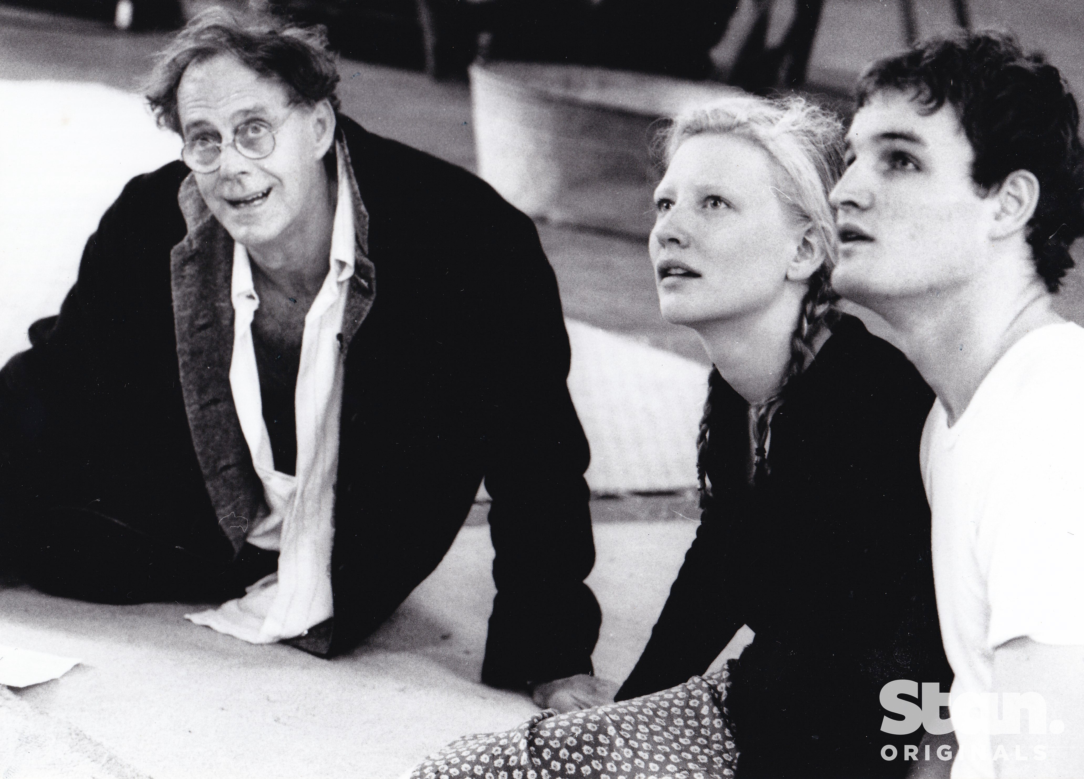 Barry Otto with Cate Blanchett and Jason Clarke performing 'The Tempest' in 1995 (photo credit: Heidrun Löhr)