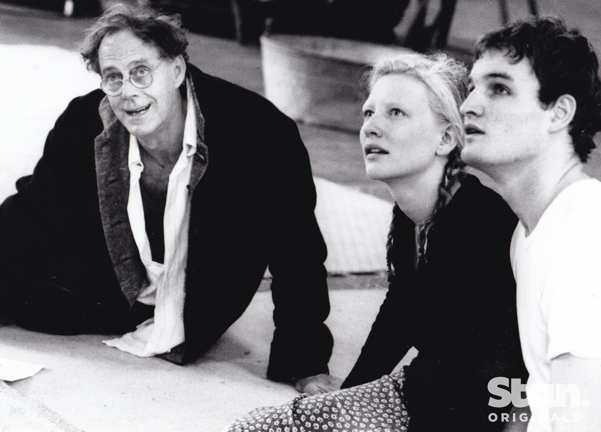 Barry Otto with Cate Blanchett and Jason Clarke performing 'The Tempest' in 1995 (photo credit: Heidrun Löhr) Barry Otto with Cate Blanchett and Jason Clarke performing 'The Tempest' in 1995 (photo credit: Heidrun Löhr)