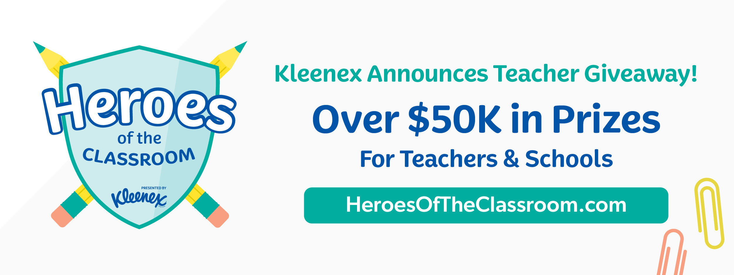 Nominations Open Today for the Heroes of the Classroom Teacher Recognition Program Presented by Kleenex®—Over $50,000 in Prizes 