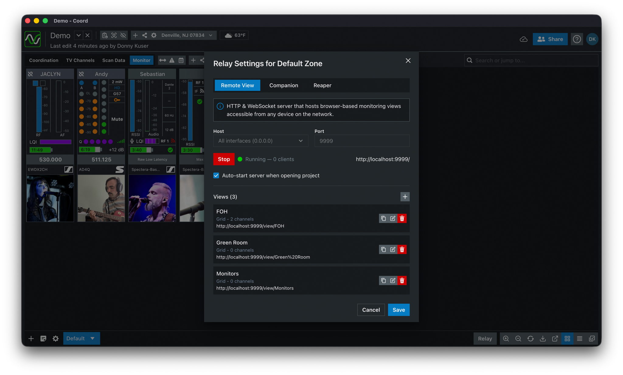 Med SoundBase Remote View kan alle i produksjonsteamet følge med på maskinvaredataene i sanntid uten å måtte kjøre flere forekomster av den samme programvaren. Med SoundBase Remote View kan alle i produksjonsteamet følge med på maskinvaredataene i sanntid uten å måtte kjøre flere forekomster av den samme programvaren.