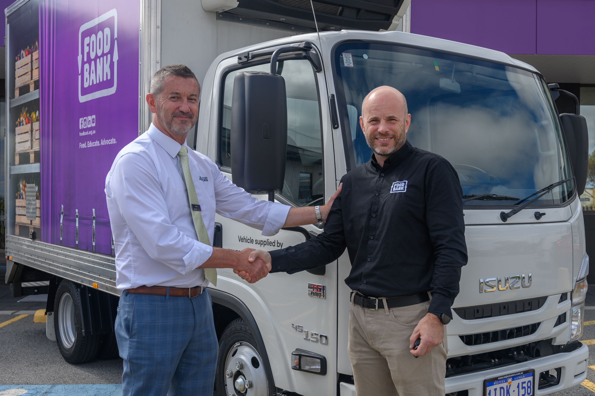 Sales Manager at Major Motors, Peter Dewar and Senior Manager of Infrastructure and Logistics at Foodbank WA, Mike McLaren