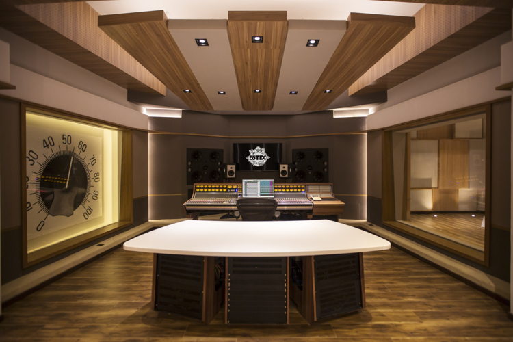 Beijing's 55TEC WSDG-designed Studio A Control Room (rear to front).  Live Room at right.